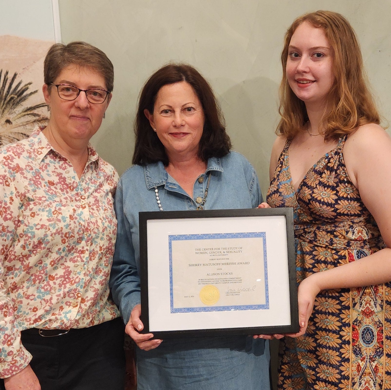 Lora Wildenthal, Sherry Merfish, and Allison Stocks '24